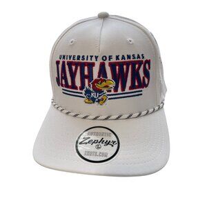 Zephyr Kansas Jayhawks Rope Baseball Cap One Size Snapback Perforated White NEW